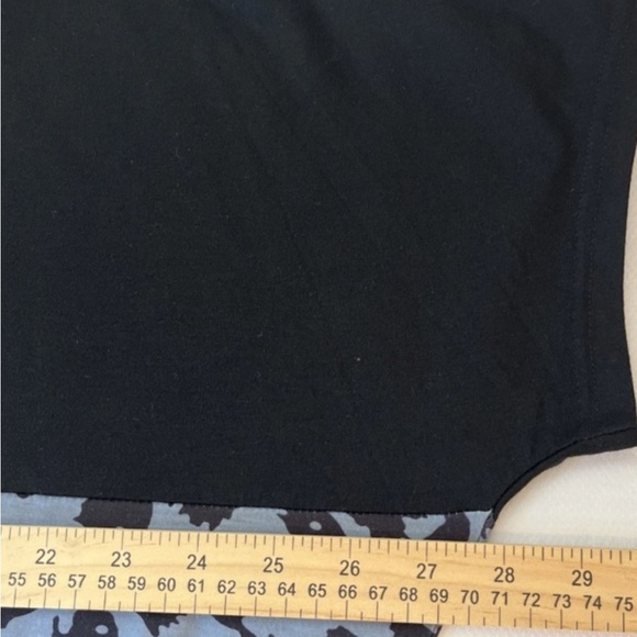 Womens Short Sleeve Tshirt Color Block Black Teal Leopard Print Gray 2XL Pockets - Picture 2 of 6